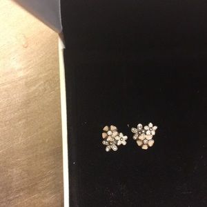 Authentic Pandora flower earrings